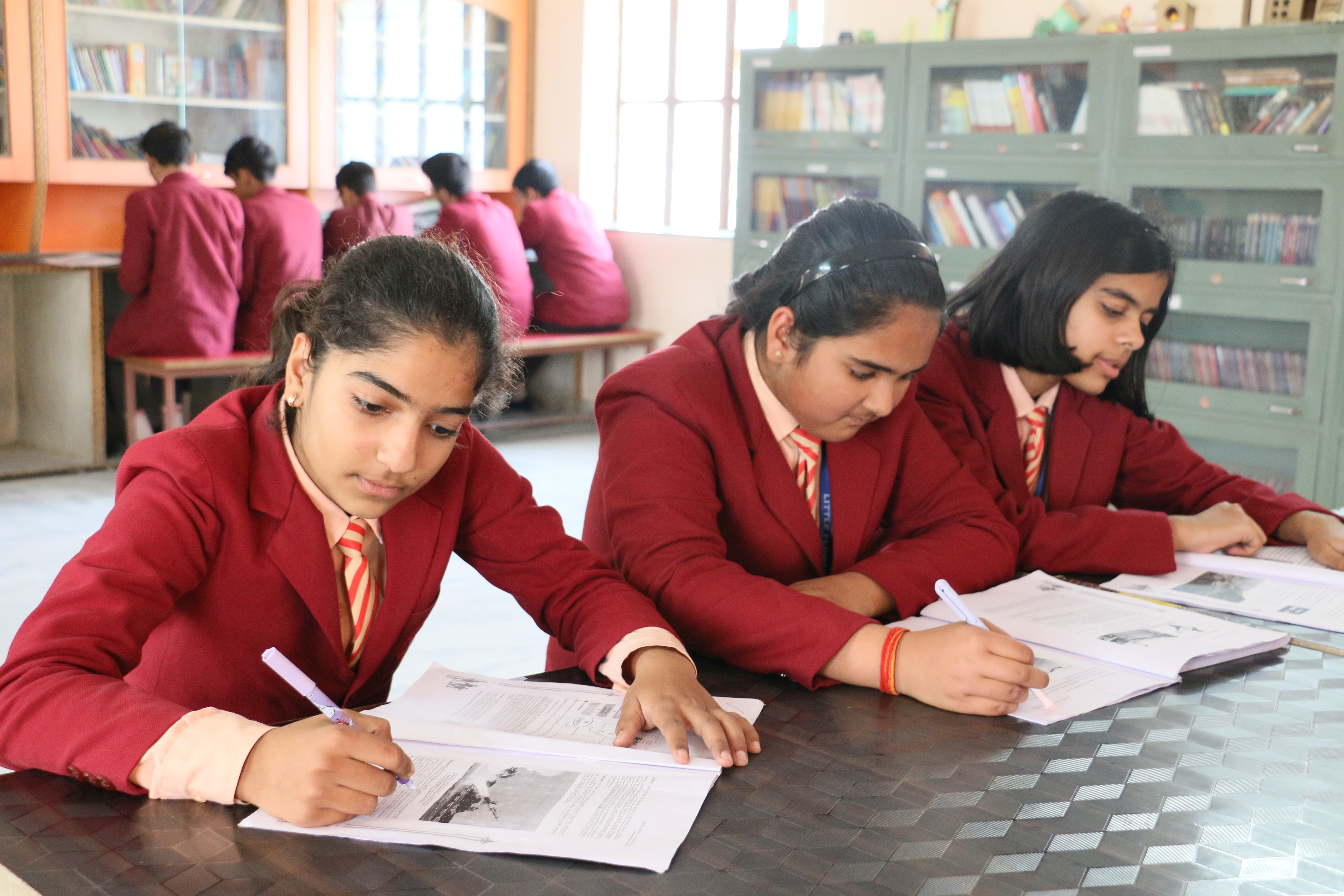 Spacious, well-lit classroom with students